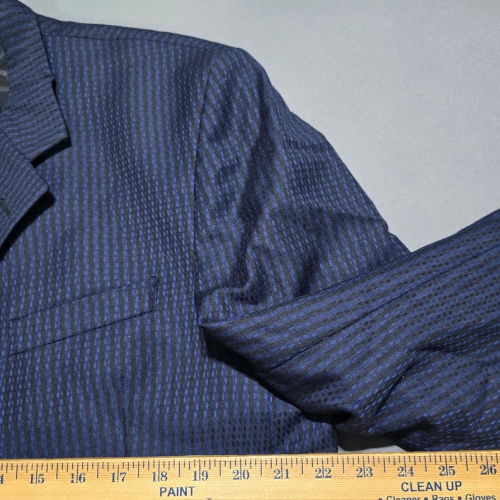 Wool Blazer Mens 42R Navy Blue 5-Button Micro Pattern Made in Canada - Picture 7 of 13